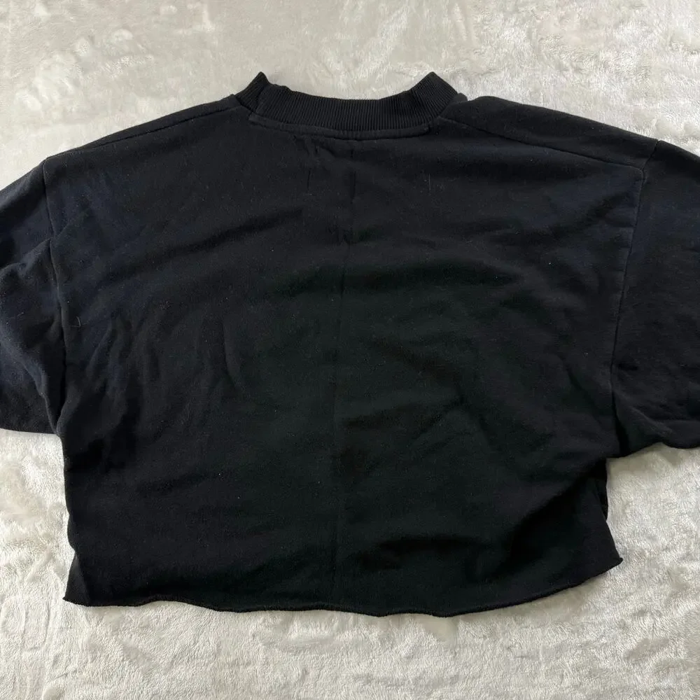 American Eagle Ahh-Mazingly Soft Cropped Sweater Women's Size Medium Black